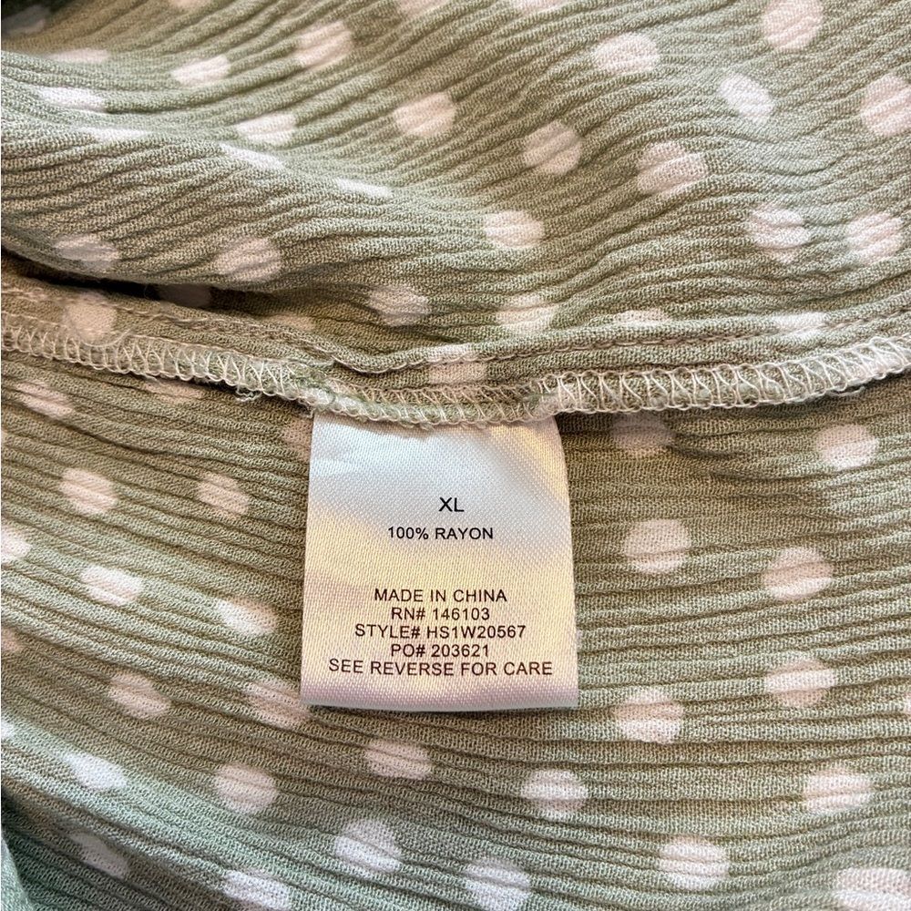Hippie Rose Top XL Green Polka Dot Peasant  Boho Smocked Babydoll Cottagecore - Picture 8 of 11